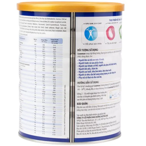 Combo 2 Lon Sữa LeanMax Adult Lon 900g - Dinh dưỡng hồi phục cho người bệnh, người cao tuổi