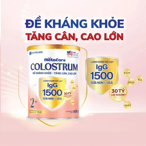 Sữa Bột METACARE COLOSTRUM Tăng Cường Miễn Dịch Sức Đề Kháng Bé Từ 1-10 Tuổi Với Sữa Non IgG 1500+ Lon 800g