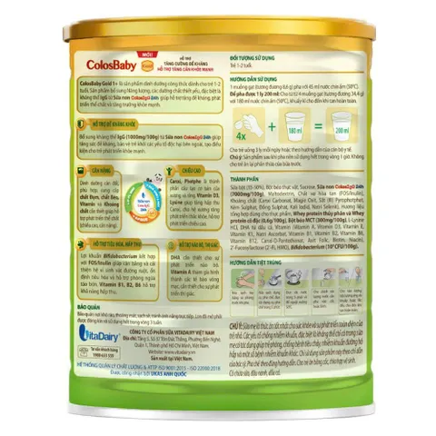 Sữa Bột ColosBaby Gold Thanh Nhạt 1+ Lon 800g - S (Cho bé 1-2 tuổi)
