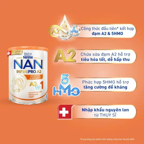 Sữa Nan InfiniPro A2 6HMO số 1 Lon 800g (cho bé 0 - 12 tháng tuổi)