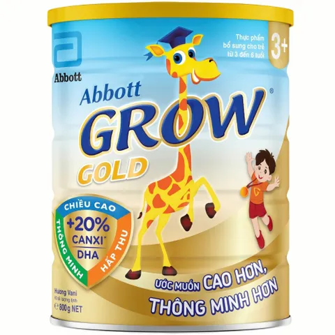 Sữa Abbott Grow Gold 3+ hương vani 800g cho bé 3 - 6 tuổi (giao bao bì ngẫu nhiên)