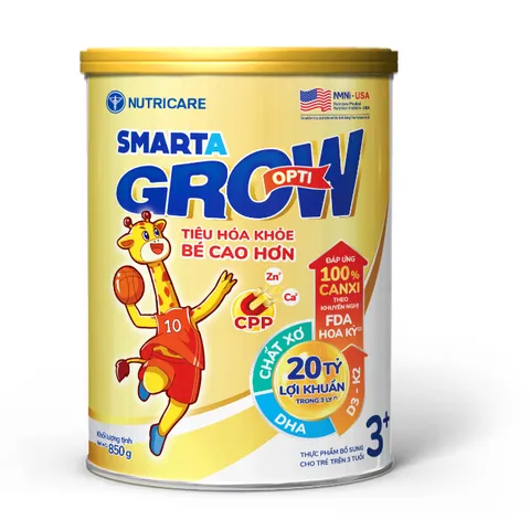 Sữa bột Smarta Grow Opti 3+ tuổi Lon 850g - Phát triển chiều cao, não bộ (Mẫu mới)