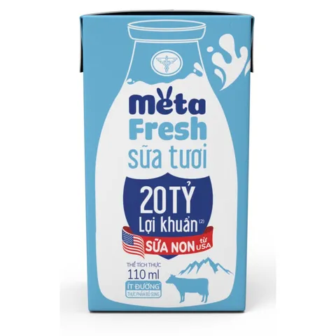 Thùng 48 hộp sữa tươi Nutricare Meta Fresh lợi khuẩn Ít Đường sữa non tăng cường miễn dịch, đề kháng