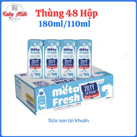 Thùng 48 hộp sữa tươi Nutricare Meta Fresh lợi khuẩn Ít Đường sữa non tăng cường miễn dịch, đề kháng
