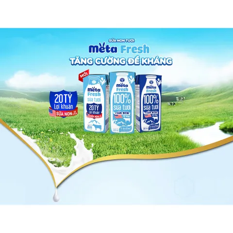 Thùng 48 hộp sữa tươi Nutricare Meta Fresh lợi khuẩn Ít Đường sữa non tăng cường miễn dịch, đề kháng