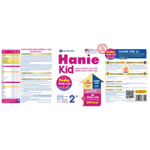 Sữa Bột HANIE KID Nutricare Cho Bé Suy Dinh Dưỡng Biếng Ăn Thấp Còi, Sữa Non 24H Cao Năng Lượng