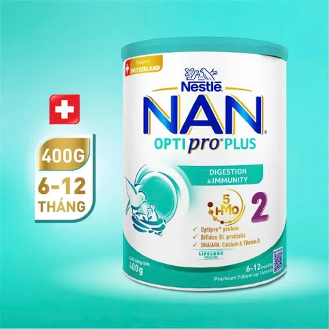 Sữa Nan Optipro PLUS 2 Lon 400g, với 5HMO, sản xuất tại Thụy Sỹ (Cho bé 6-12 tháng) (Giao bao bì ngẫu nhiên)