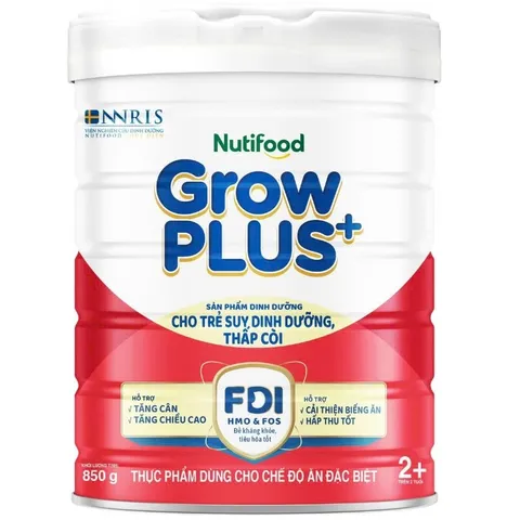 Combo 2 Lon Sữa bột Nutifood GrowPLUS+ Đỏ 2+ (Suy Dinh Dưỡng (2 lon x 850g) - Grow Plus+ Cho bé trên 2 tuổi