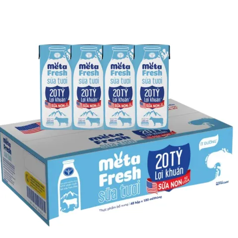Thùng 48 Hộp Sữa Tươi META FRESH Ít Đường Nutricare Sữa Tươi Tiệt Trùng Bổ Sung Sữa Non Không Sử Dụng Chất Bảo Quản