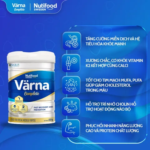Combo 2 Lon Sữa Bột Varna Complete Lon 850g - Hỗ Trợ Giảm Đau Nhức Xương Khớp, Hồi Phục Thể Trạng, Sức Khỏe