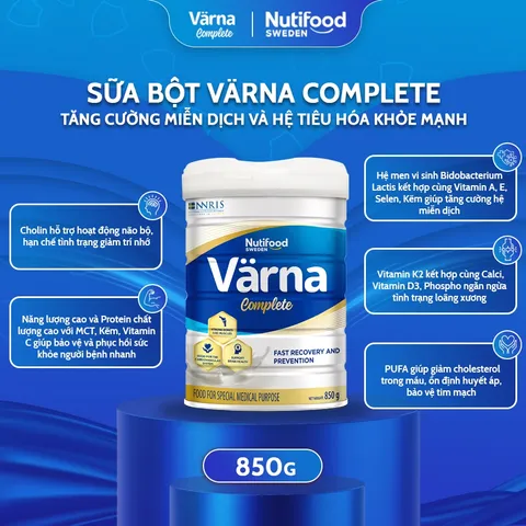Combo 2 Lon Sữa Bột Varna Complete Lon 850g - Hỗ Trợ Giảm Đau Nhức Xương Khớp, Hồi Phục Thể Trạng, Sức Khỏe