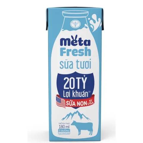 Lốc 4 hộp sữa tươi Nutricare Meta Fresh lợi khuẩn Ít Đường sữa non tăng cường miễn dịch, đề kháng