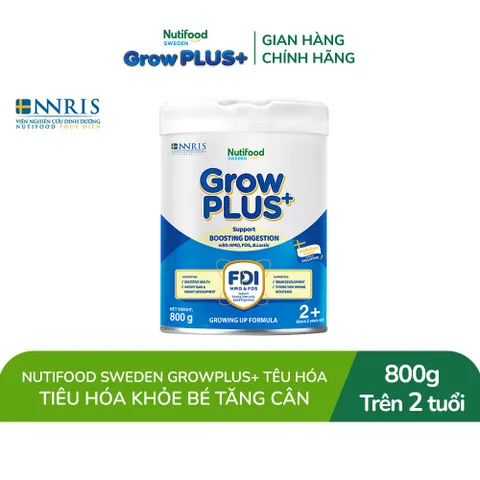 [Chính Hãng] Sữa bột Nutifood Sweden GrowPLUS+ Tiêu Hóa (Xanh Nhạt) 2+ - Tiêu hóa khỏe, tăng cân (Lon 800g)