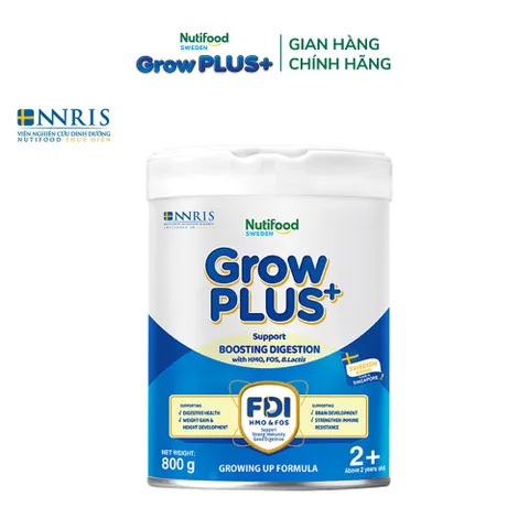 [Chính Hãng] Sữa bột Nutifood Sweden GrowPLUS+ Tiêu Hóa (Xanh Nhạt) 2+ - Tiêu hóa khỏe, tăng cân (Lon 800g)