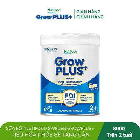 [Chính Hãng] Sữa bột Nutifood Sweden GrowPLUS+ Tiêu Hóa (Xanh Nhạt) 2+ - Tiêu hóa khỏe, tăng cân (Lon 800g)