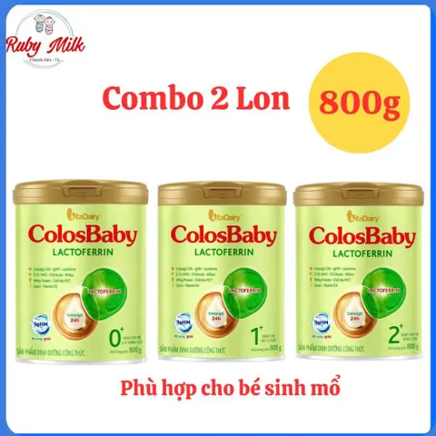 Combo 2 Lon Sữa Bột ColosBaby Lactoferrin Lon 800g - Phù Hợp Cho Bé Sinh Mổ, Đề Kháng Kém