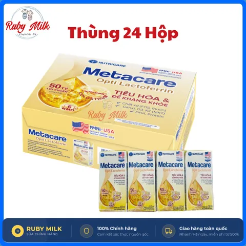 Thùng 24 Hộp Sữa công thức dinh dưỡng Metacare Opti LACTOFERRIN tăng cường đề kháng (110ml/180ml)
