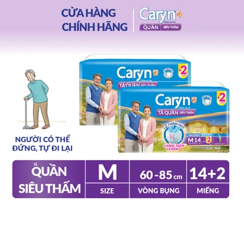 Combo 2 Gói Tã/Bỉm Quần Người Lớn Caryn siêu thấm dành Cho Người Già Size M/L/XL