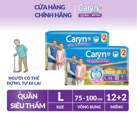 Combo 2 Gói Tã/Bỉm Quần Người Lớn Caryn siêu thấm dành Cho Người Già Size M/L/XL