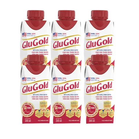 Thùng Sữa Dinh Dưỡng Pha Sẵn Nutricare GLUGOLD 200ml tăng cường sức khỏe cân bằng đường huyết (Thùng 18 Hộp)