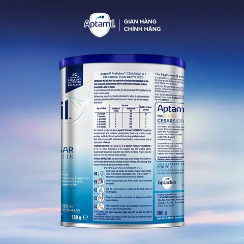 Sữa bột Aptamil Profutura Cesarbiotik New Zealand cho bé, cho trẻ sinh mổ Lon 380g/800g
