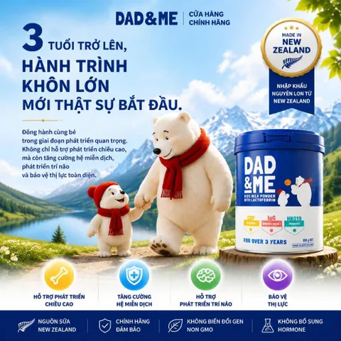 Sữa Bột Dad&Me Kids Milk Powder With Lactoferrin 800g Thực Phẩm Bổ Sung Tăng Đề Kháng Chiều Cao Và Miễn Dịch Cho Bé