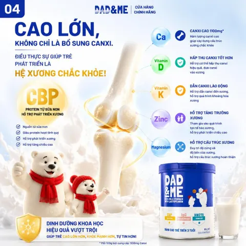 Sữa Bột Dad&Me Kids Milk Powder With Lactoferrin 800g Thực Phẩm Bổ Sung Tăng Đề Kháng Chiều Cao Và Miễn Dịch Cho Bé