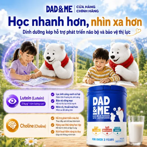 Sữa Bột Dad&Me Kids Milk Powder With Lactoferrin 800g Thực Phẩm Bổ Sung Tăng Đề Kháng Chiều Cao Và Miễn Dịch Cho Bé