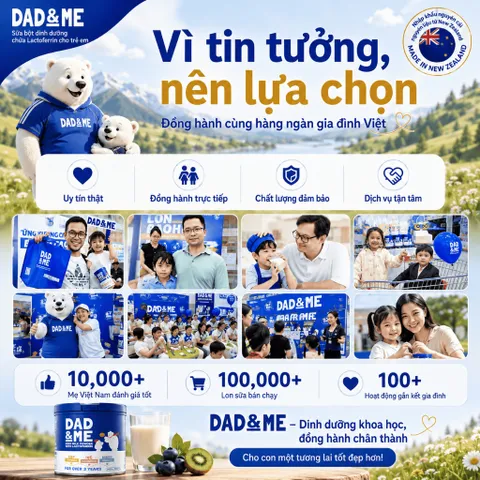 Sữa Bột Dad&Me Kids Milk Powder With Lactoferrin 800g Thực Phẩm Bổ Sung Tăng Đề Kháng Chiều Cao Và Miễn Dịch Cho Bé