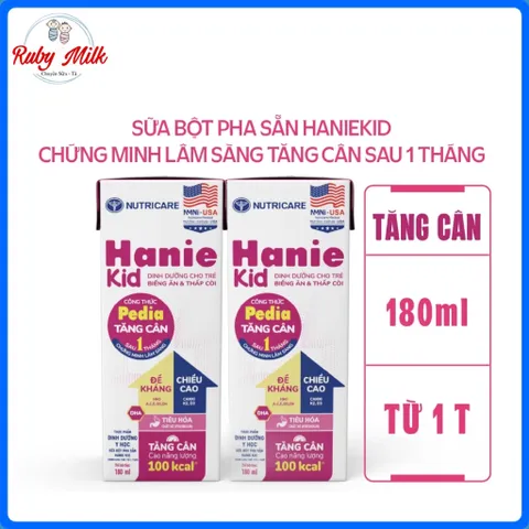 Sữa bột pha sẵn Hanie Kid 110ml, 180ml Nutricare cho trẻ biếng ăn suy dinh dưỡng