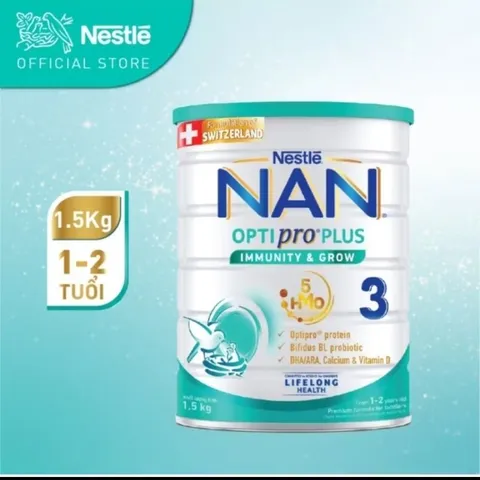 Sữa Bột NAN OPTIPRO PLUS  3 1,5KG Công Thức Phức Hợp 5HMO cho Bé 1-2Tuổi (DATE MỚI)