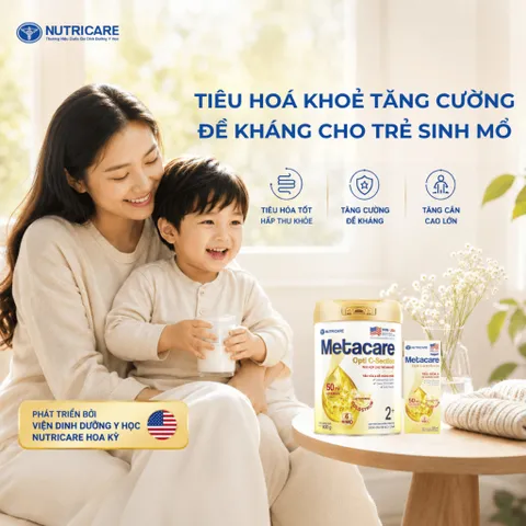 Sữa Bột Nutricare METACARE OPTI C-SECTION 0+ Hỗ Trợ Tiêu Hoá Khoẻ Tăng Cường Đề Kháng Cho Trẻ Sinh Mổ Bé Từ 0-12 Tháng