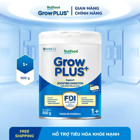 Sữa bột Nutifood Sweden GrowPLUS+ Tiêu Hóa (Xanh Nhạt) Lon 1+ 800g - Tiêu hóa khỏe, tăng cân