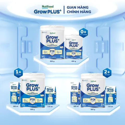 Sữa bột Nutifood Sweden GrowPLUS+ Tiêu Hóa (Xanh Nhạt) Lon 1+ 800g - Tiêu hóa khỏe, tăng cân