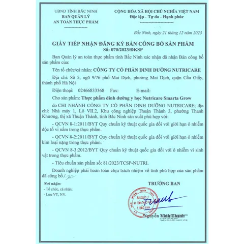 Sữa công thức dinh dưỡng Smarta Grow Opti 110ml - Nutricare tăng cường chiều cao trí não phát triển toàn diện