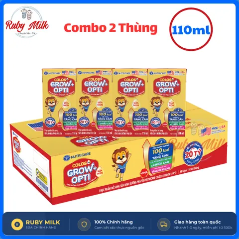 [Combo 2 Thùng] Sữa Pha Sẵn Nutricare Colos 24h Grow Plus phát triển toàn diện 110ml (48 hộp/Thùng)
