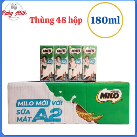 Thùng 48 Hộp Sữa Lúa Mạch Milo A2 180ml