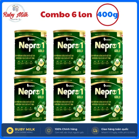 COMBO 6 LON Sữa Bột Nepro 1 Gold 400g, Dành cho người bệnh Thận tiểu đường