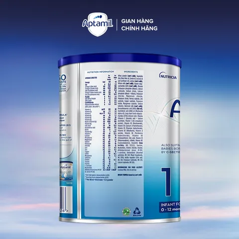 [MIỄN PHÍ VẬN CHUYỂN] Sữa bột Aptamil Profutura Cesarbiotik New Zealand số 1 (800g) - Synbiotic đặc chế - Rubymilk182