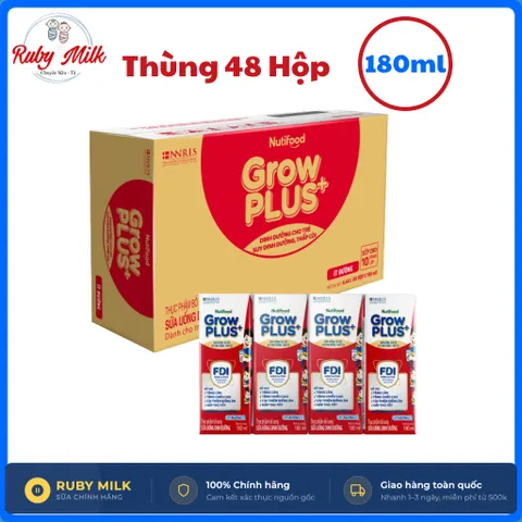 Thùng 48 hộp sữa Nutifood GrowPLUS+ đỏ hộp 180ml (Cho bé Trên 1 tuổi)