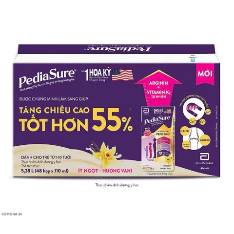 Thùng 48 hộp Pediasure pha sẵn hương vani 110ml/180ml