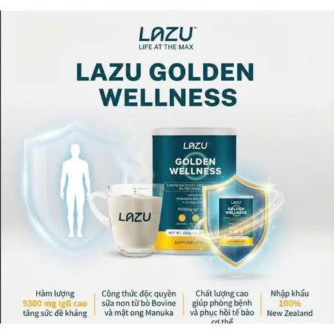 Sữa Non Lazu Golden Wellness - Sữa non kết hợp mật ong MANUKA | Lon 450g Nhập khẩu New Zealand