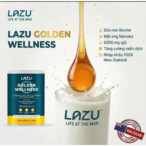 Sữa Non Lazu Golden Wellness - Sữa non kết hợp mật ong MANUKA | Lon 450g Nhập khẩu New Zealand