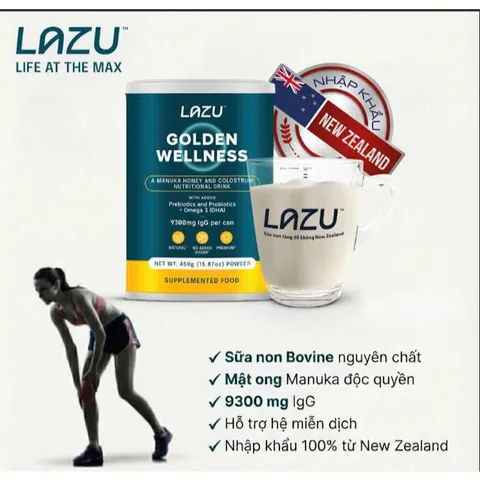 Sữa Non Lazu Golden Wellness - Sữa non kết hợp mật ong MANUKA | Lon 450g Nhập khẩu New Zealand