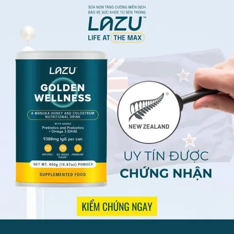 Sữa Non Lazu Golden Wellness - Sữa non kết hợp mật ong MANUKA | Lon 450g Nhập khẩu New Zealand