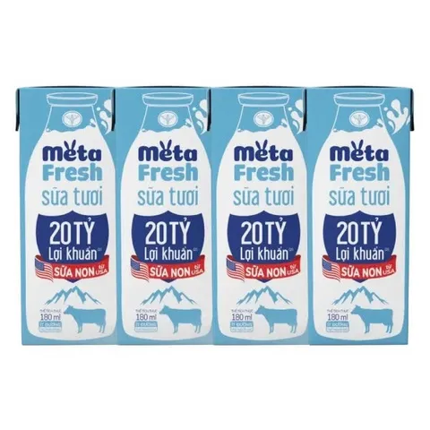 Thùng 48 Hộp Sữa Tươi Nutricare META FRESH Lợi Khuẩn 180ml - Sữa Tươi Tiệt Trùng Bổ Sung Sữa Non Tăng Cường Miễn Dịch