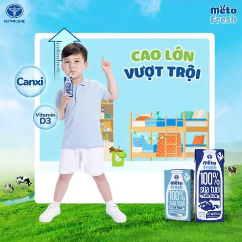 Thùng 48 Hộp Sữa Tươi Nutricare META FRESH Lợi Khuẩn 180ml - Sữa Tươi Tiệt Trùng Bổ Sung Sữa Non Tăng Cường Miễn Dịch