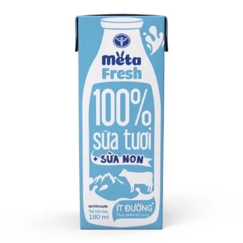 Thùng 48 Hộp Sữa Tươi Nutricare META FRESH Lợi Khuẩn 180ml - Sữa Tươi Tiệt Trùng Bổ Sung Sữa Non Tăng Cường Miễn Dịch