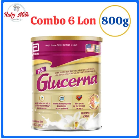 Combo 6 Lon Sữa Bột Glucerna Vani 800g