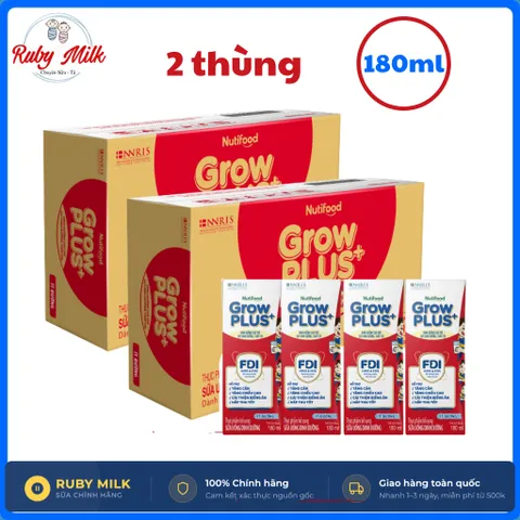 Combo 2 Thùng SBPS Nutifood GrowPLUS+ ít đường Suy Dinh Dưỡng 180ml - Tăng Cân, Tăng Chiều Cao